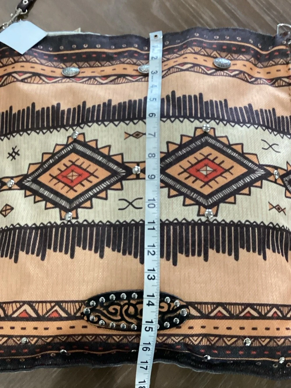 Boho Tribal Shoulder Bag in Tan and Brown